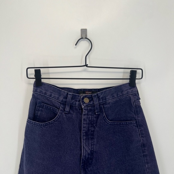 Vintage 90’s Guess Logo Patch High Waisted Zip Ankle Tapered Mom Purple Jeans - Picture 1 of 8